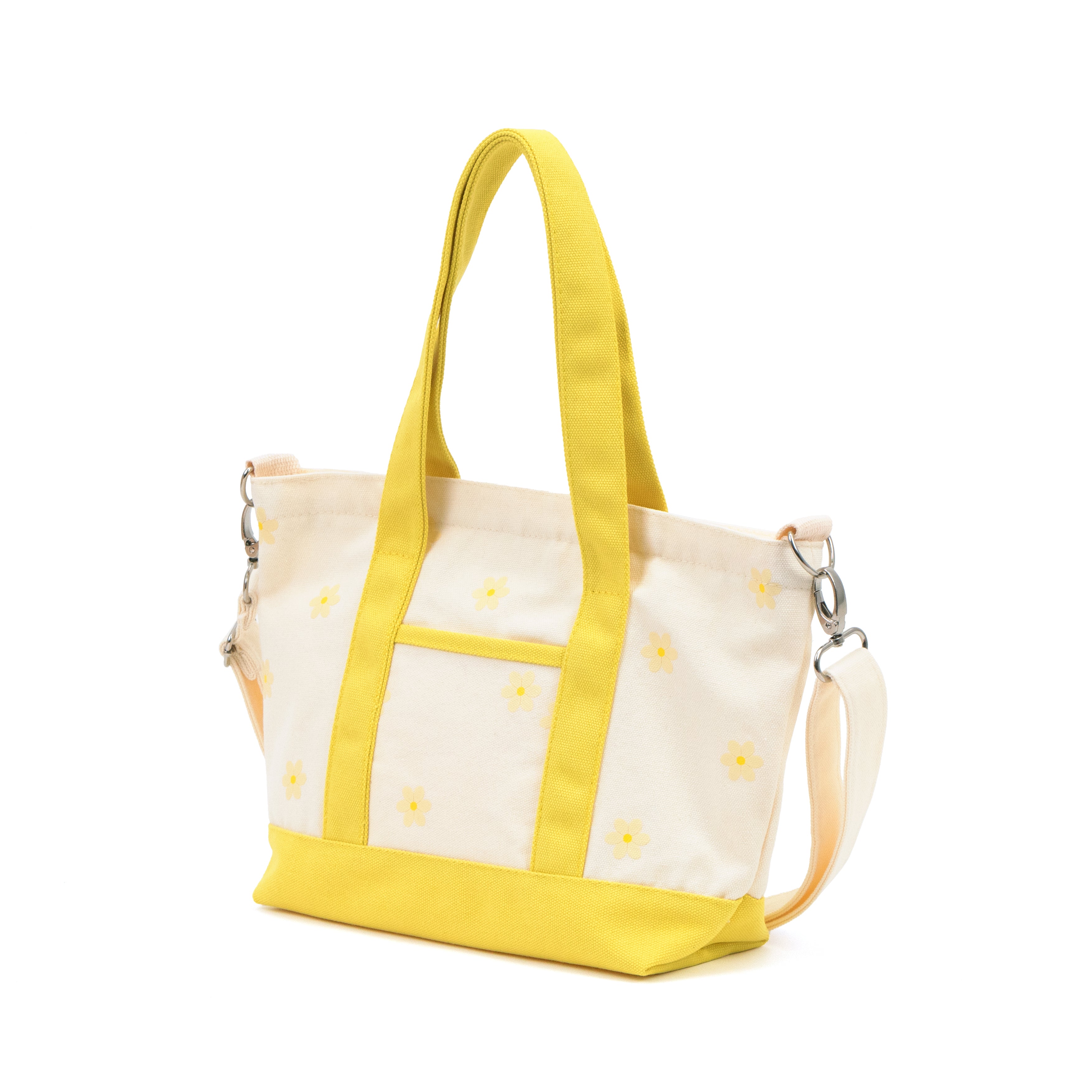 Two Tone Canvas Tote Bag - Yellow Daisy