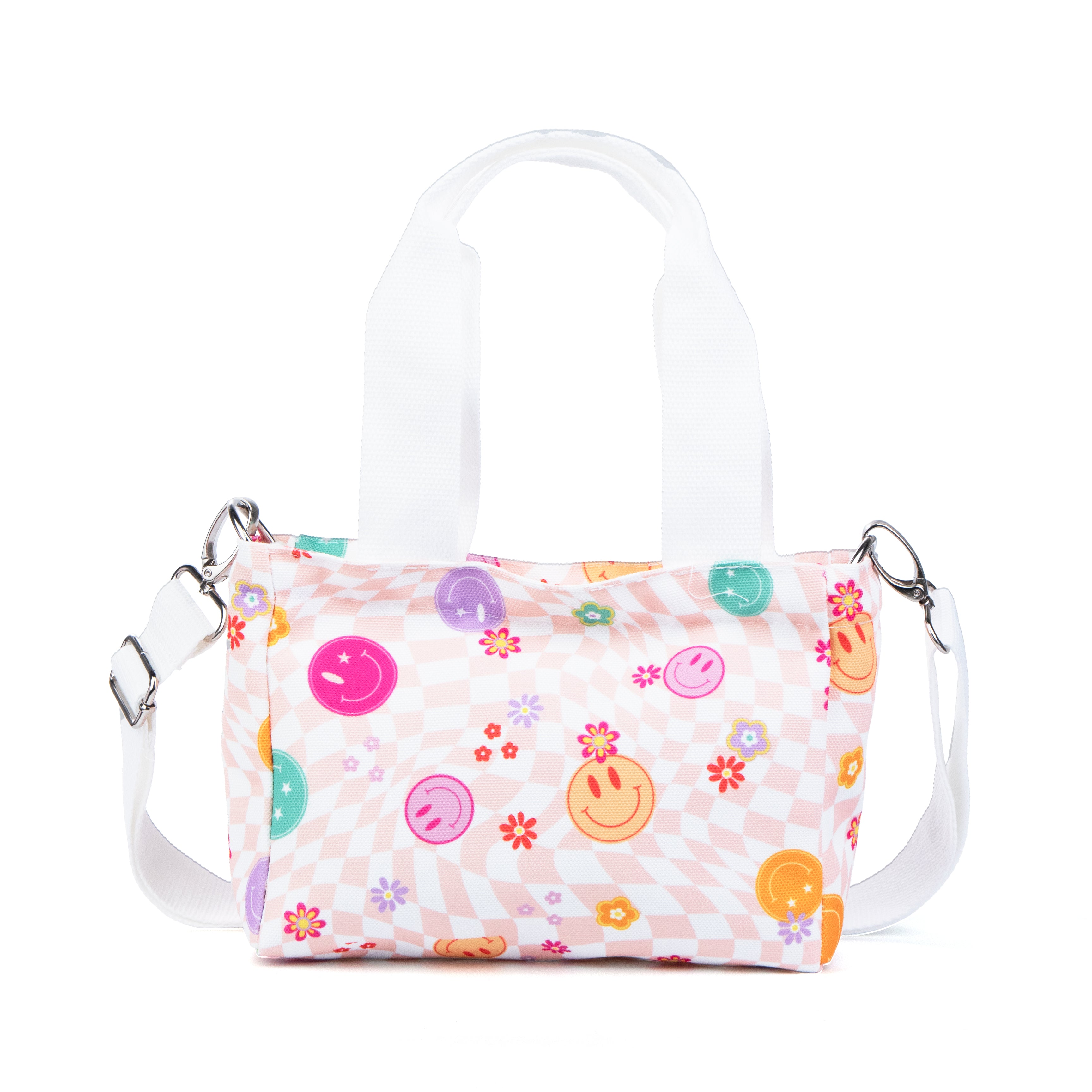 Mini Canvas Tote Bag with Print - Smiley