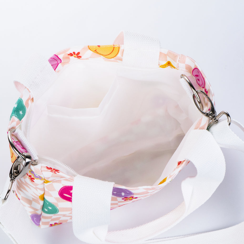 Mini Canvas Tote Bag with Print - Pink
